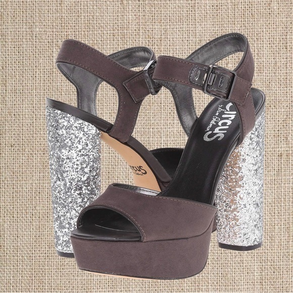 Circus by Sam Edelman Shoes - Glitter gray silver block platform heels
